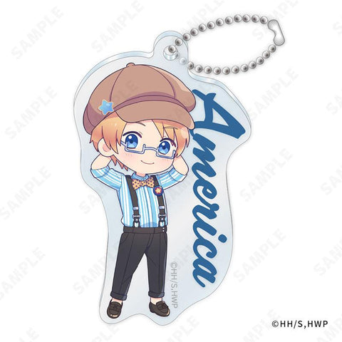 Hetalia World Stars D-techno Acrylic Key Chain -Suspenders Style- (DreCelle Mini)(1-12 Selection)