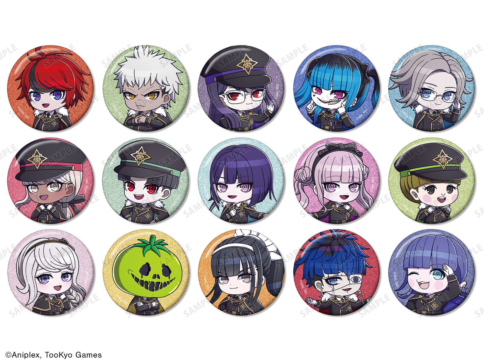 Arma Bianca The Hundred Line -Last Defense Academy- Military Ver. Chibi Character Glitter Trading Can Badge – Karaoke no Tetsujin Collaboration