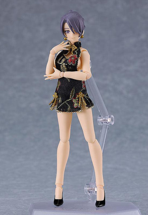 569c figma Female Body (Mika) with Mini Skirt Chinese Dress Outfit (Black)