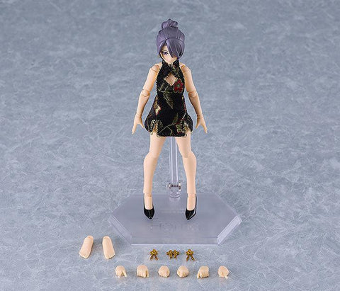 569c figma Female Body (Mika) with Mini Skirt Chinese Dress Outfit (Black)