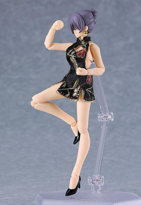 569c figma Female Body (Mika) with Mini Skirt Chinese Dress Outfit (Black)