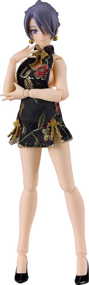 569c figma Female Body (Mika) with Mini Skirt Chinese Dress Outfit (Black)