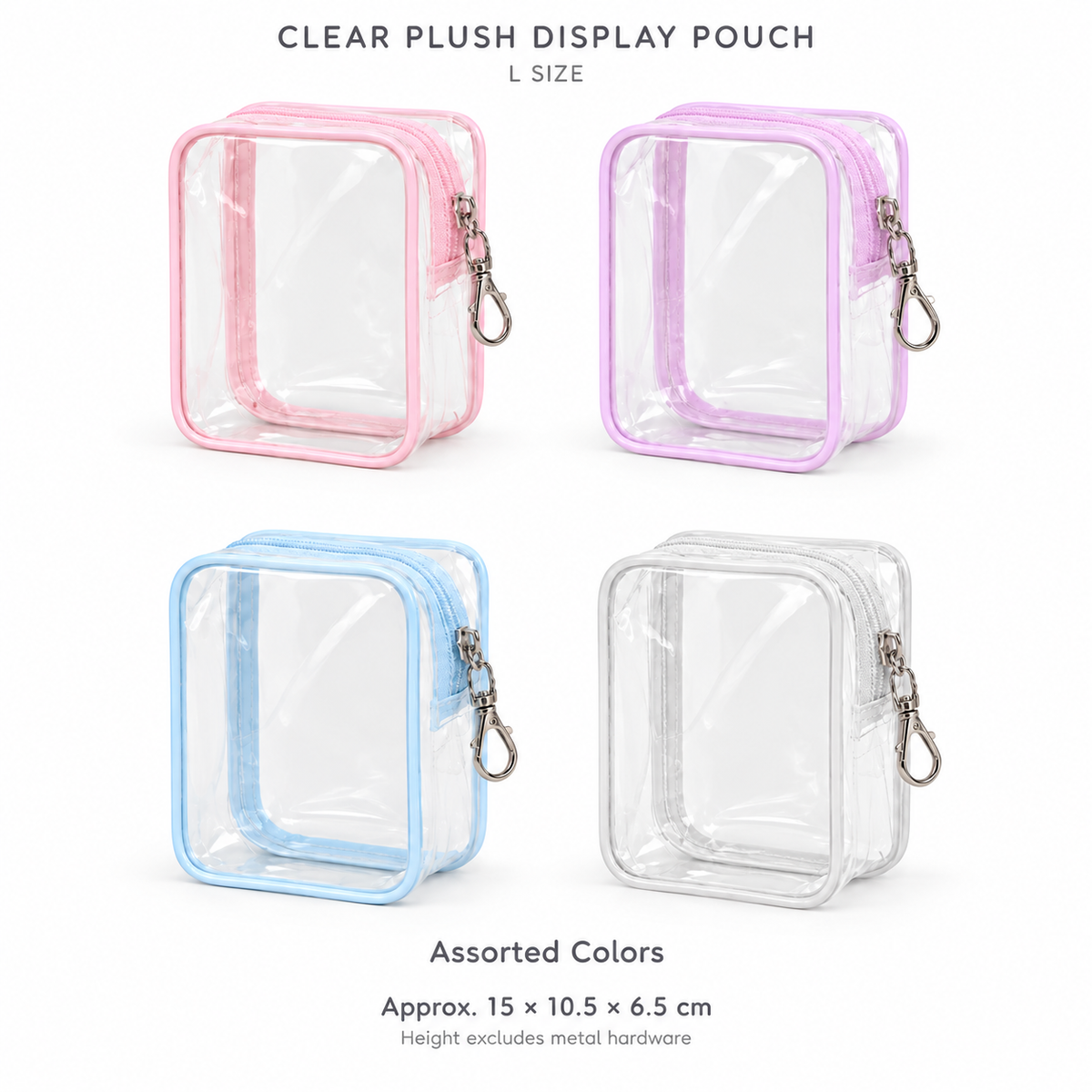 Clear Merch Bag / Plush Display Pouch with Transparent Window and Keychain – Large Size