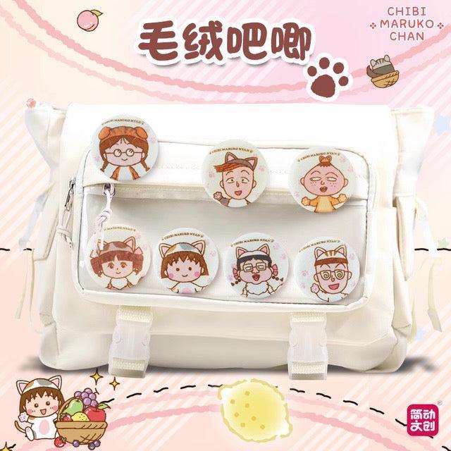 Chibi Maruko-chan "Meow Meow Nyan" Squeezing Badge