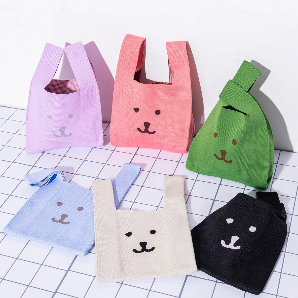 Gray Parker Service Nagano Characters Joke Bear Color Knit Bag – Light Blue