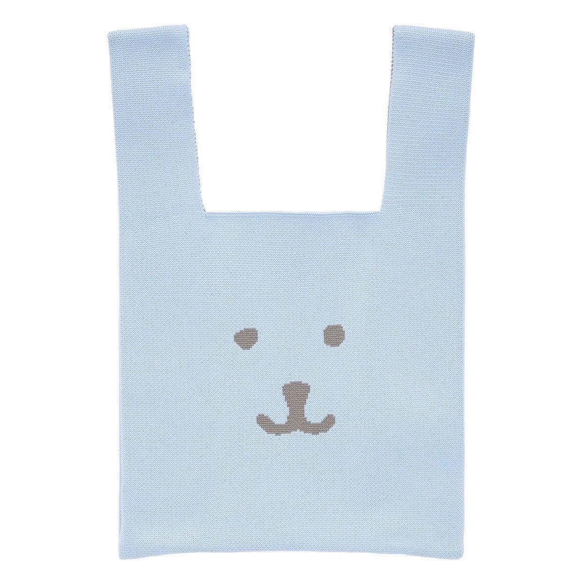 Gray Parker Service Nagano Characters Joke Bear Color Knit Bag – Light Blue