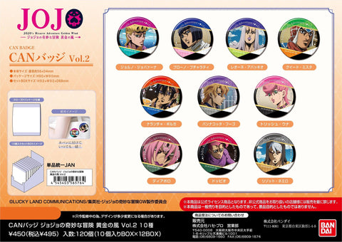 JoJo's Bizarre Adventure Golden Wind Bandai Can Badge Vol. 2