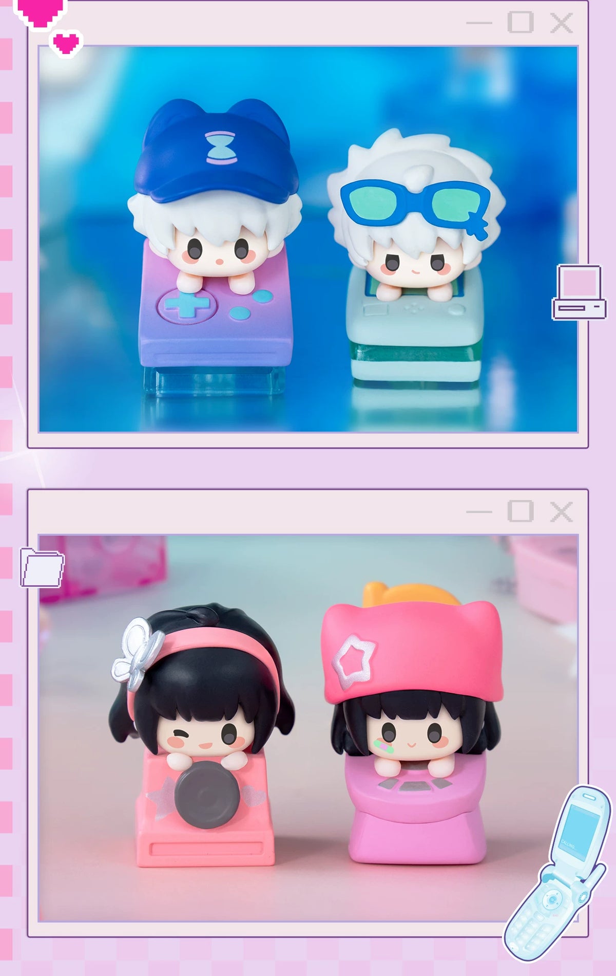 Play Unlimited Link Click Retro Trendy Series Chibi Mechanical Keyboard Keycap – 1 Random Blind Box
