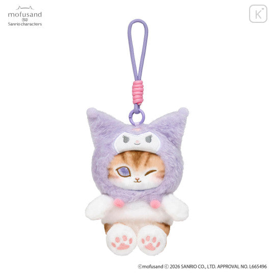 Japan Mofusand × Sanrio Squishy Potefuwa Mascot Holder - Kuromi